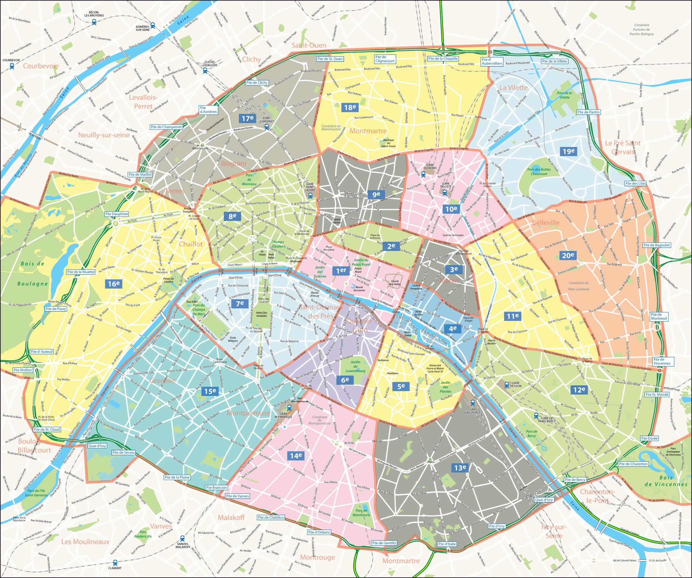 карта парижа с русскими улицами