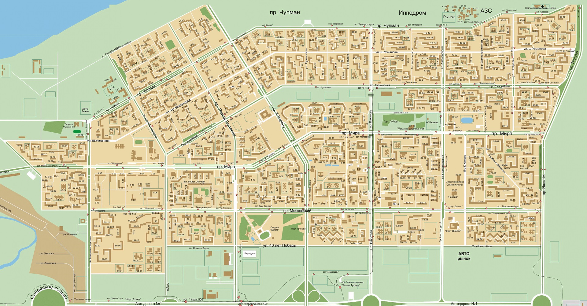 Карта города набережные челны с улицами и домами