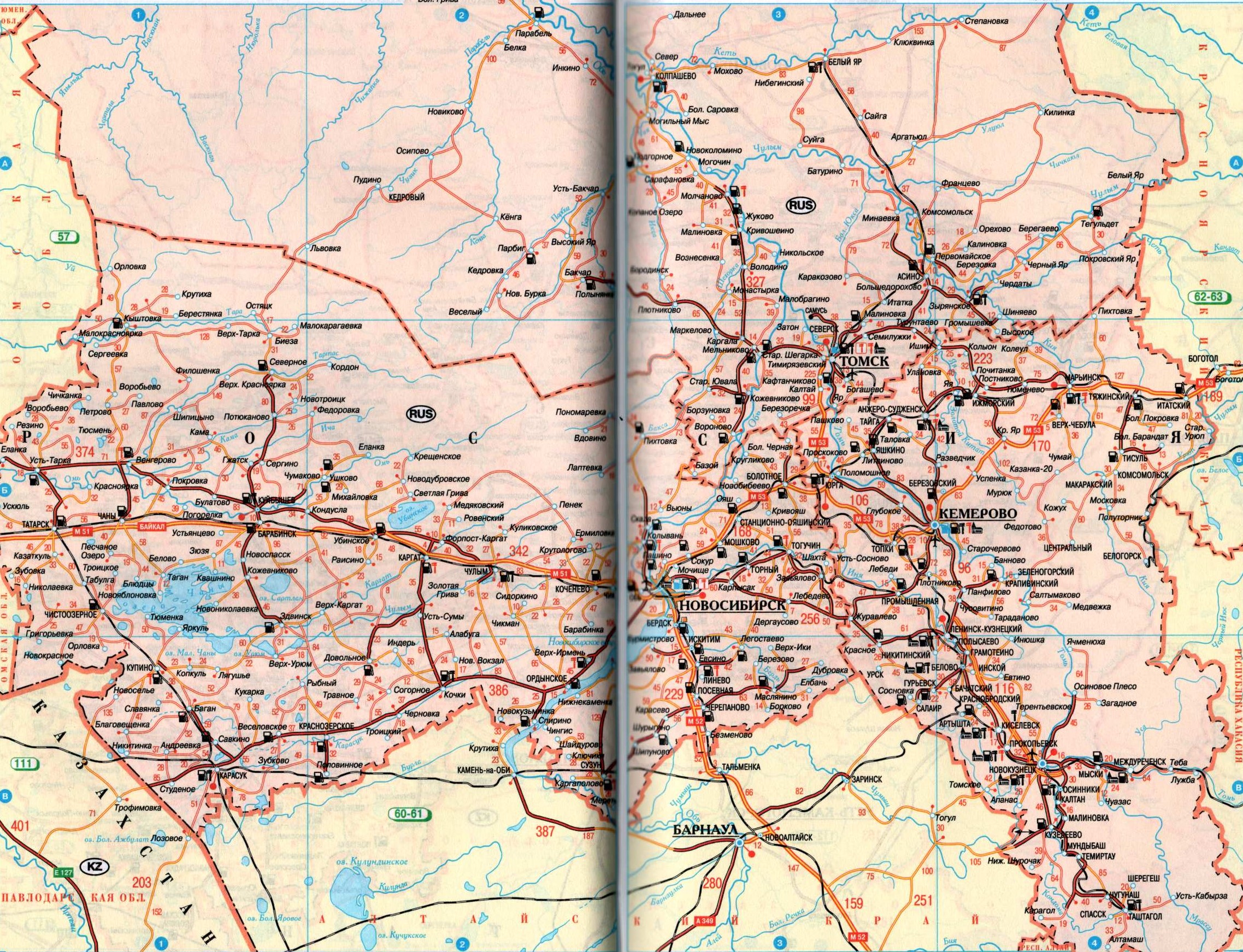 Карта Томска (Россия) на русском языке, расположение на карте мира сгородами, метро, центра, районов и округов