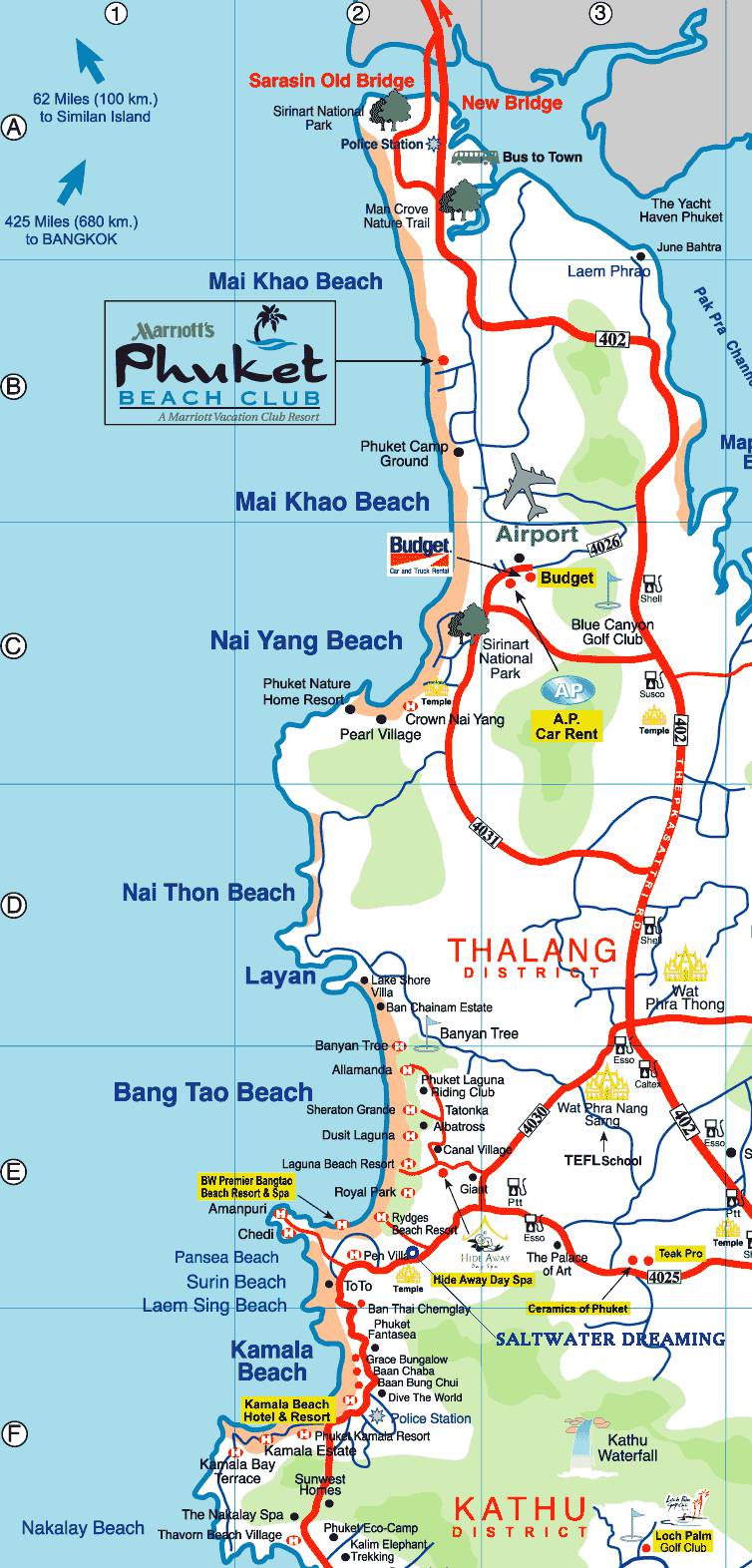 Карта Пхукета (Таиланд) на русском языке, расположение на карте мира сгородами, метро, центра, районов и округов