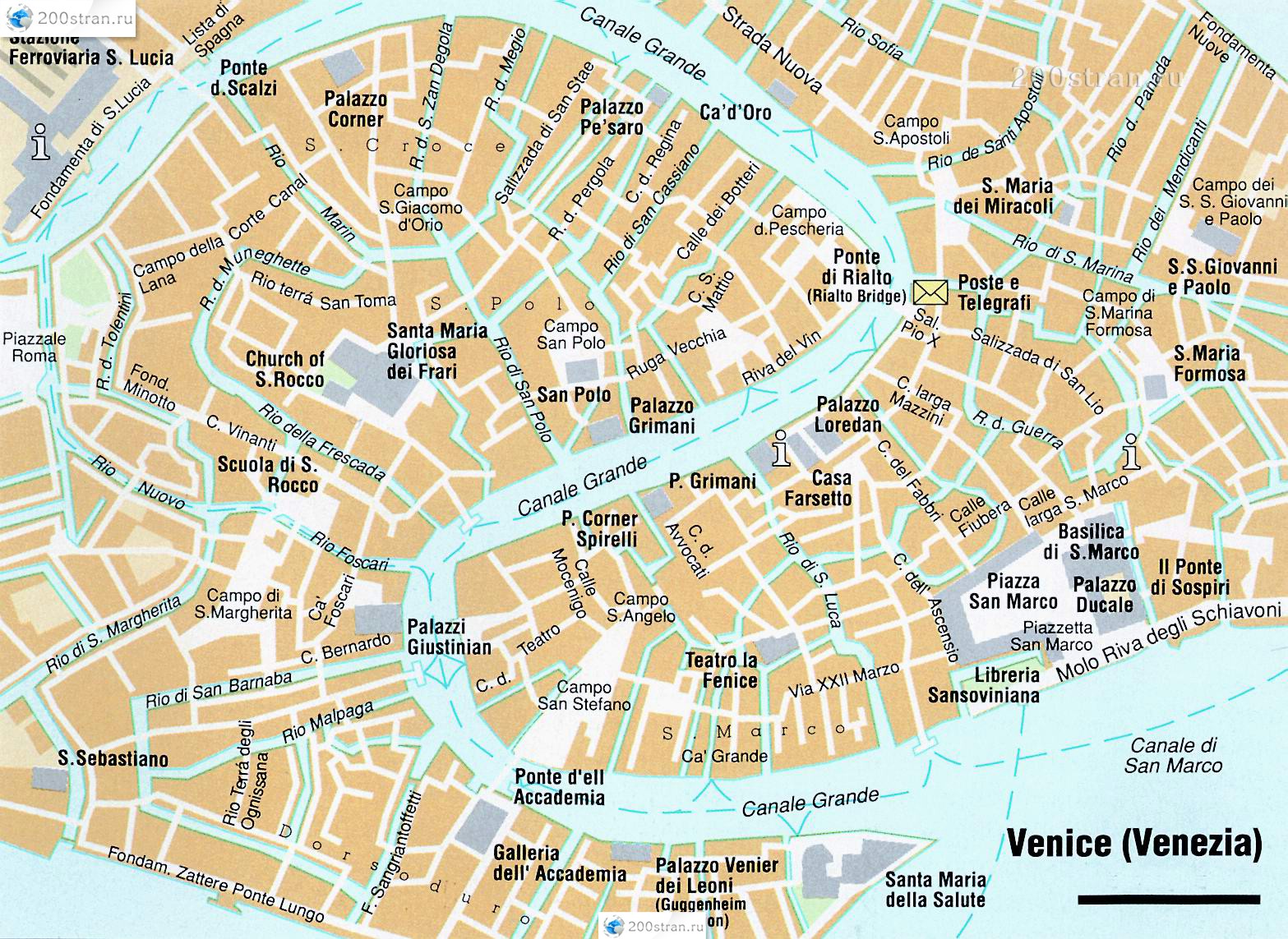 Карта Венеции (Италия) на русском языке, расположение на карте мира сгородами, метро, центра, районов и округов