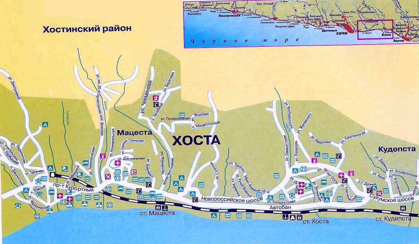 Пляж чайка лазаревское на карте