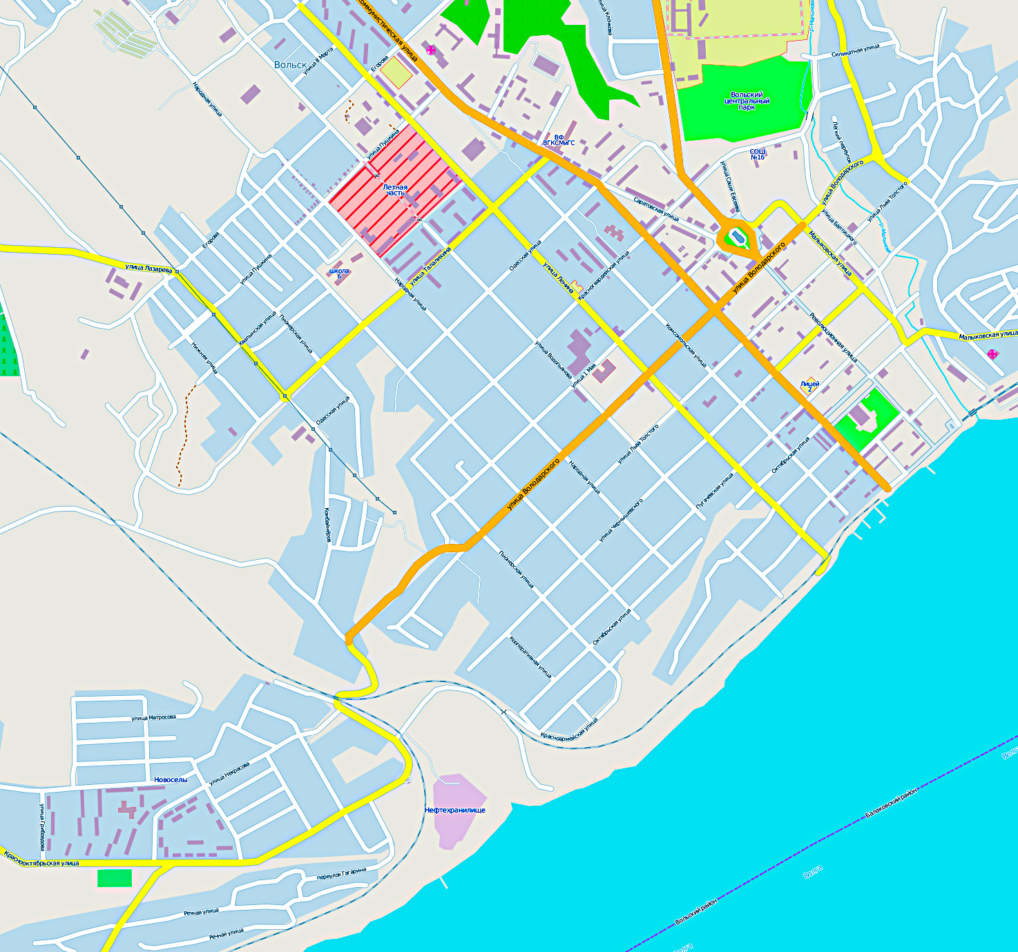 Вольск карта города с улицами и номерами домов