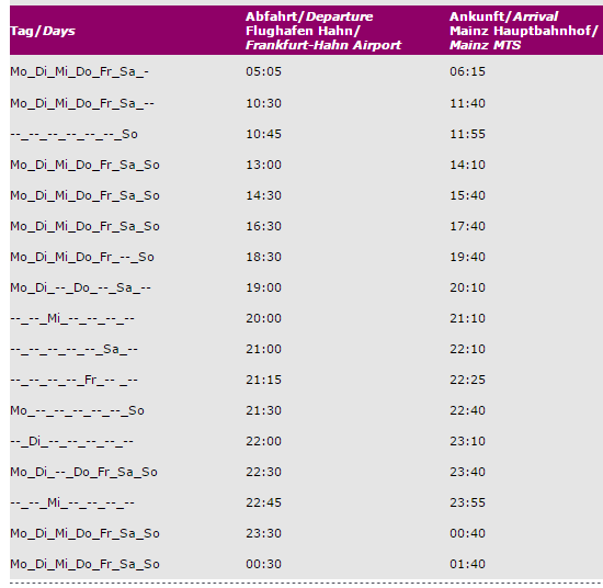 Расписание автобуса