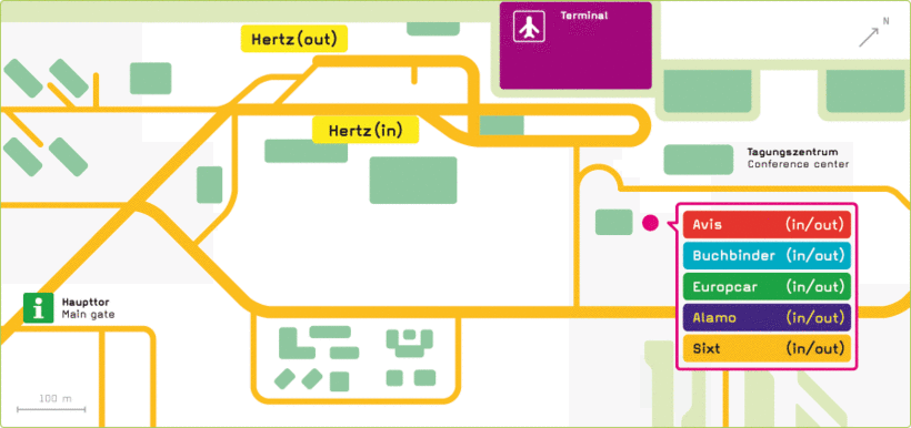 Схема расположения пунктов аренды авто