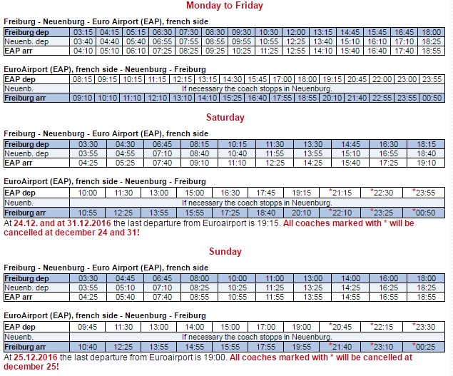 Расписание автобусов Freiburger Reisedienst от Евро-аэропорта во Фрайбург через Францию