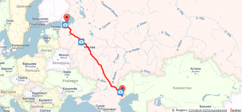 Маршрут Санкт-Петербург — Волгоград и расстояние на карте