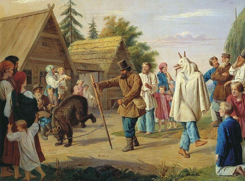 Картина «Скоморохи в деревне», Ф. Н. Рисс, 1857 г. Картина «Скоморохи в деревне», Ф. Н. Рисс, 1857 г.