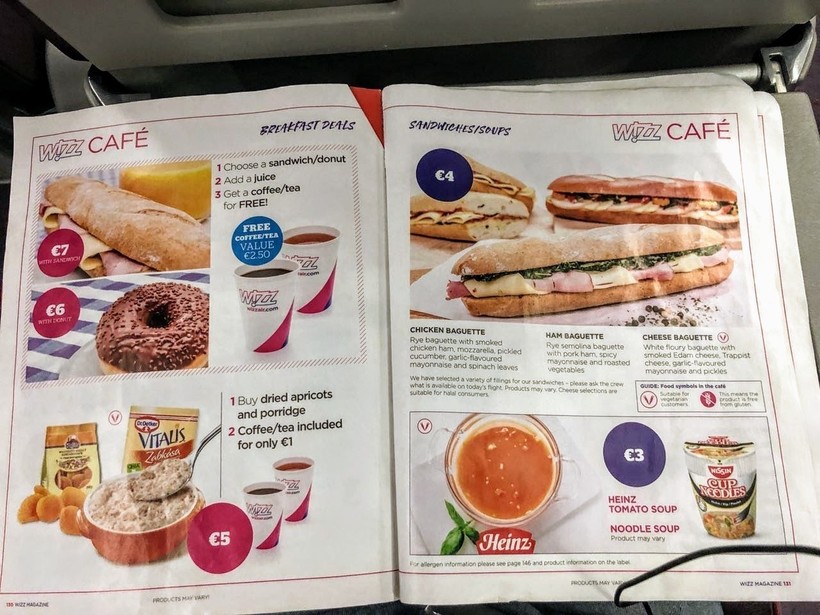 Wizz Cafe на борту самолёта WizzAir