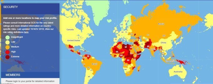 Блог - Представлены карты самых опасных для туристов стран мира в 2019 году Представлены карты самых опасных для туристов стран мира в 2019 году
