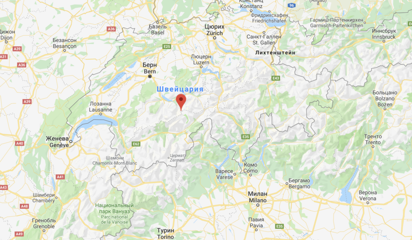 Гора Юнгфрау на карте