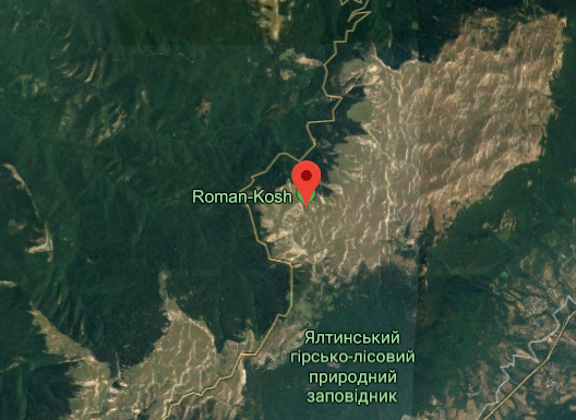 Местонахождение горы Роман-Кош