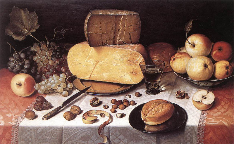 Натюрморт с фруктами, орехами и сыром. Автор — Флорис ван Дейк, 1613 год Натюрморт с фруктами, орехами и сыром. Автор — Флорис ван Дейк, 1613 год