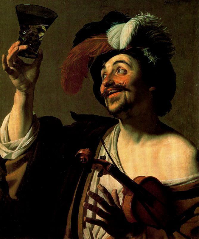Скрипач с бокалом вина, 1624. Художник Геррит ван Хонтхорст Скрипач с бокалом вина, 1624. Художник Геррит ван Хонтхорст
