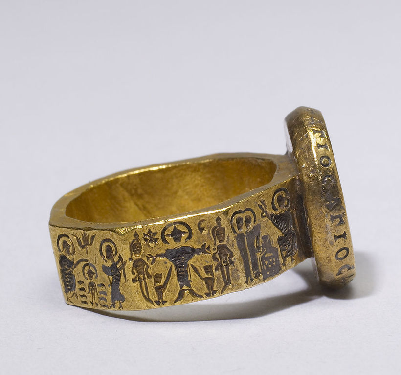 Обручальное кольцо со сценами жизни Христа, 6 век нашей эры