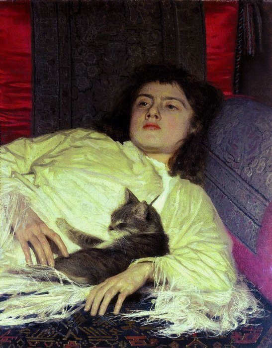 Девушка с кошкой. И. Крамской, 1882 Девушка с кошкой. И. Крамской, 1882
