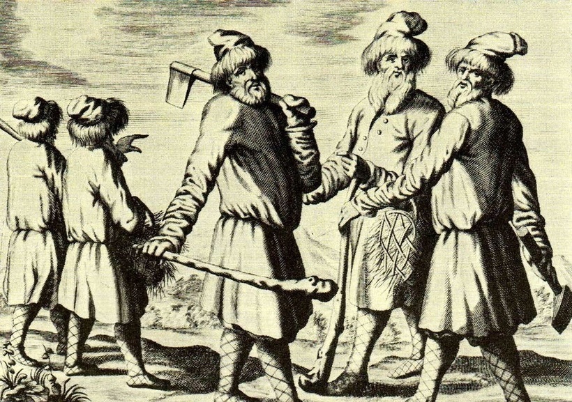 Русские крестьяне. Так их изобразил немецкий путешественник Адам Олеарий (1603-1671) Русские крестьяне. Так их изобразил немецкий путешественник Адам Олеарий (1603-1671)