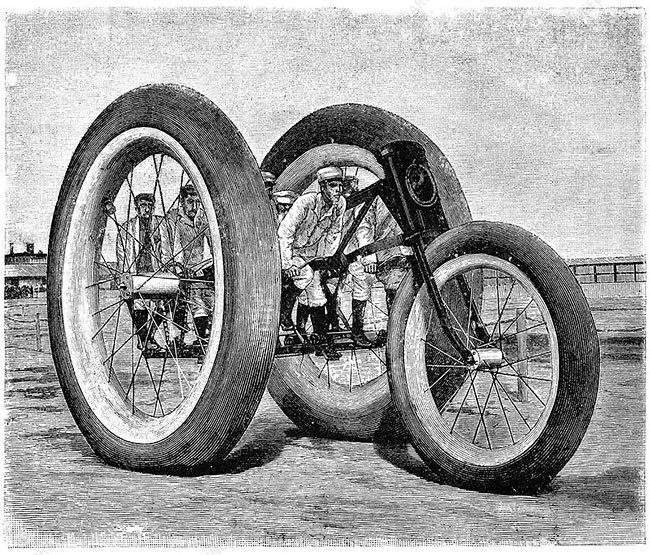 Блог - Как в 1896 году ездили на гигантских механических трехколесных велосипедах Как в 1896 году ездили на гигантских механических трехколесных велосипедах