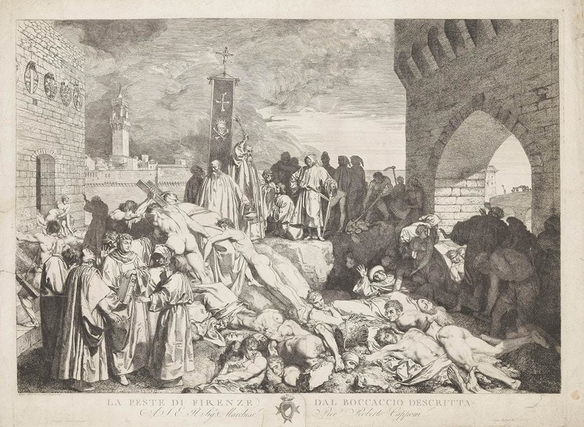 «Чума во Флоренции», 1348 год. Офорт Луиджи Сабателли