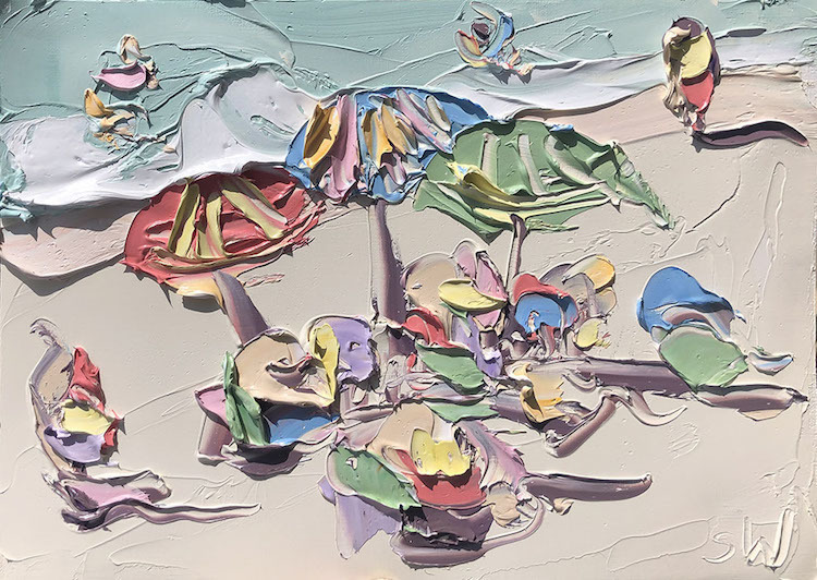 Удивительные текстурные картины маслом, показывающие райский день на пляже