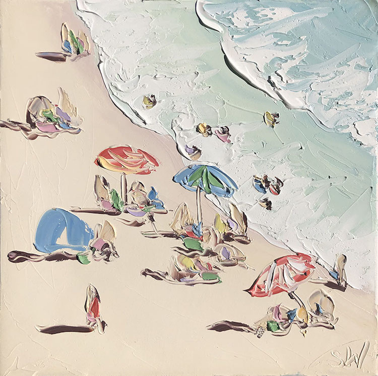 Удивительные текстурные картины маслом, показывающие райский день на пляже