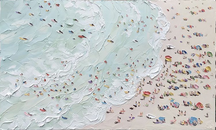 Удивительные текстурные картины маслом, показывающие райский день на пляже