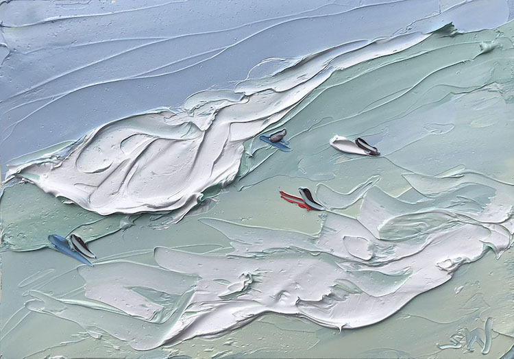 Удивительные текстурные картины маслом, показывающие райский день на пляже