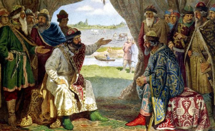 «Долобский съезд князей — свидание князя Владимира Мономаха с князем Святополком» А. Д. Кившенко «Долобский съезд князей — свидание князя Владимира Мономаха с князем Святополком» А. Д. Кившенко
