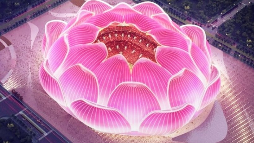 Видео: Китай начал строить невероятную арену в форме лотоса на 100 тысяч зрителей