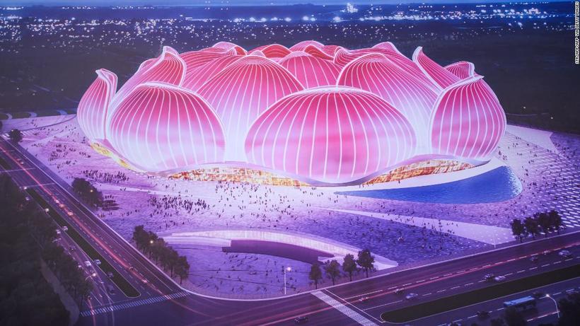Видео: Китай начал строить невероятную арену в форме лотоса на 100 тысяч зрителей