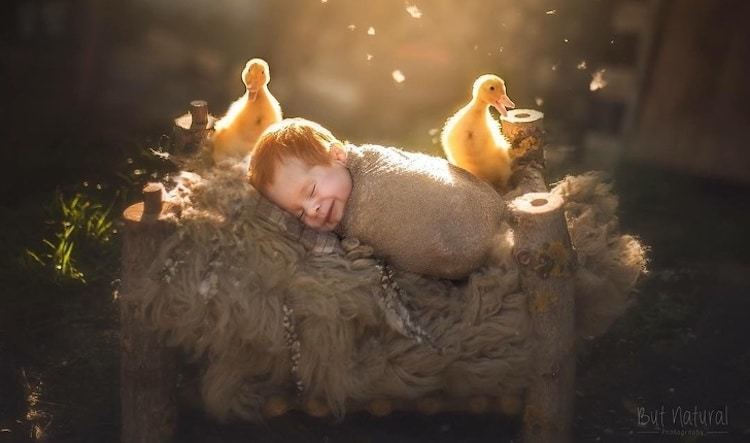 Блог - Потрясающие фото новорожденных детей с новорожденными детенышами животных Потрясающие фото новорожденных детей с новорожденными детенышами животных