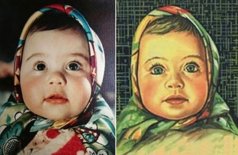 Маленькая Елена Геринас и обложка «Аленки» Маленькая Елена Геринас и обложка «Аленки»