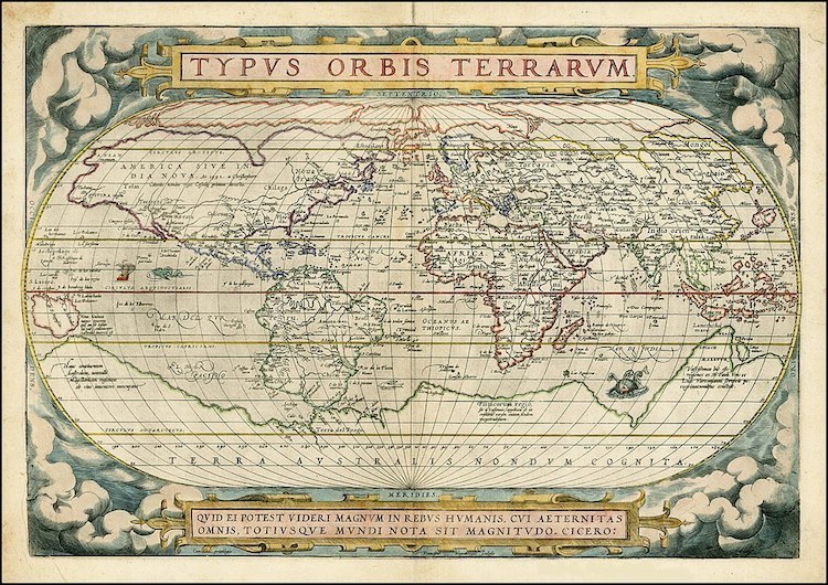Typus Orbis Terrarum Авраама Ортелия, издание 1572 года Typus Orbis Terrarum Авраама Ортелия, издание 1572 года