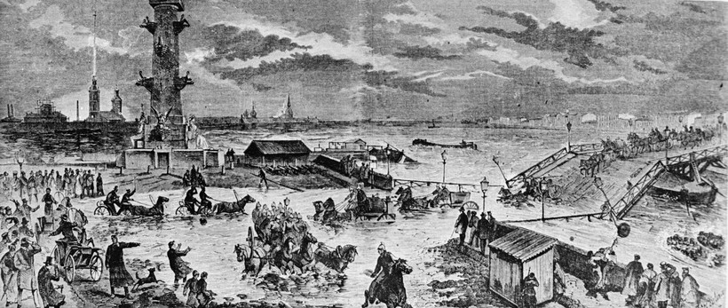«Наводнение 1824 года в Санкт-Петербурге», репродукция гравюры неизвестного художника «Наводнение 1824 года в Санкт-Петербурге», репродукция гравюры неизвестного художника