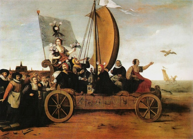 «Колесница Флоры», ок. 1640 г. Картина Гендрика Пота, высмеивающая простаков-спекулянтов «Колесница Флоры», ок. 1640 г. Картина Гендрика Пота, высмеивающая простаков-спекулянтов