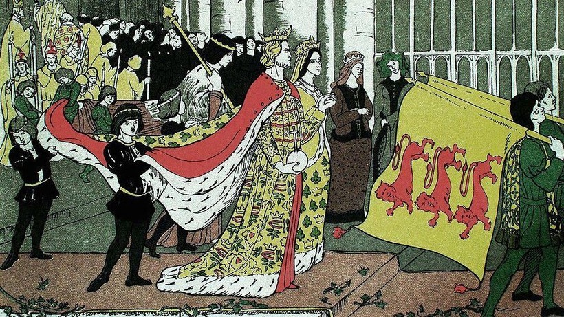«Коронация Эдуарда II и Изабеллы Французской», иллюстрация 1902 года. Эдит Харвуд «Коронация Эдуарда II и Изабеллы Французской», иллюстрация 1902 года. Эдит Харвуд