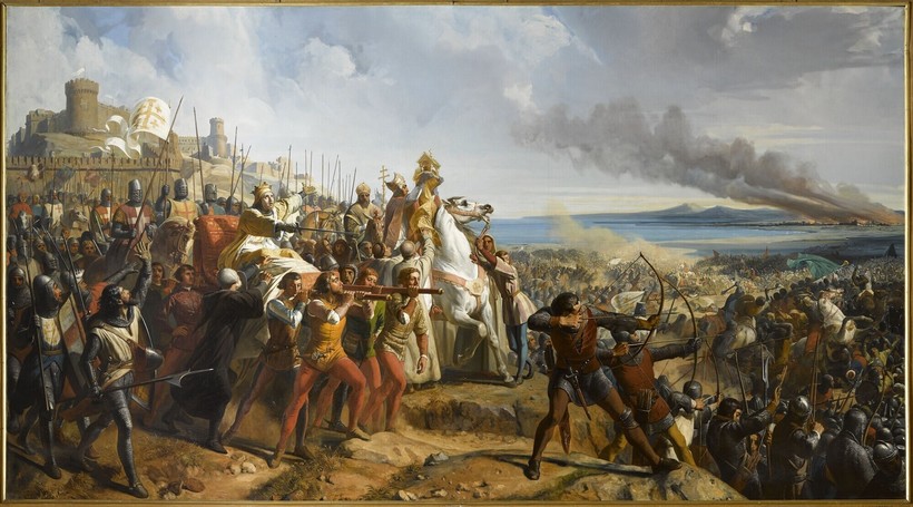 «Балдуин IV командует войсками при Монжизаре», 1842-44 годы. Шарль Филипп Ларивьер «Балдуин IV командует войсками при Монжизаре», 1842-44 годы. Шарль Филипп Ларивьер