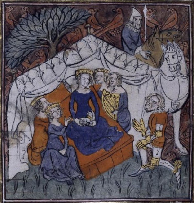 Миниатюра из «Истории» Гирона ле Куртуа. 1380–1390 годы Миниатюра из «Истории» Гирона ле Куртуа. 1380–1390 годы