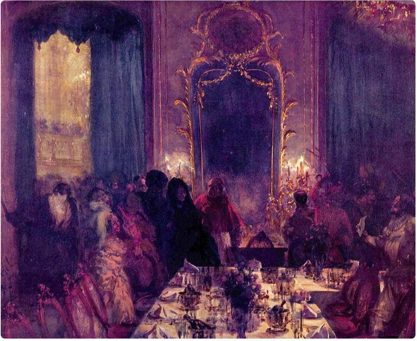 «Ужин в масках», 1855 г. Адольф фон Менцель «Ужин в масках», 1855 г. Адольф фон Менцель