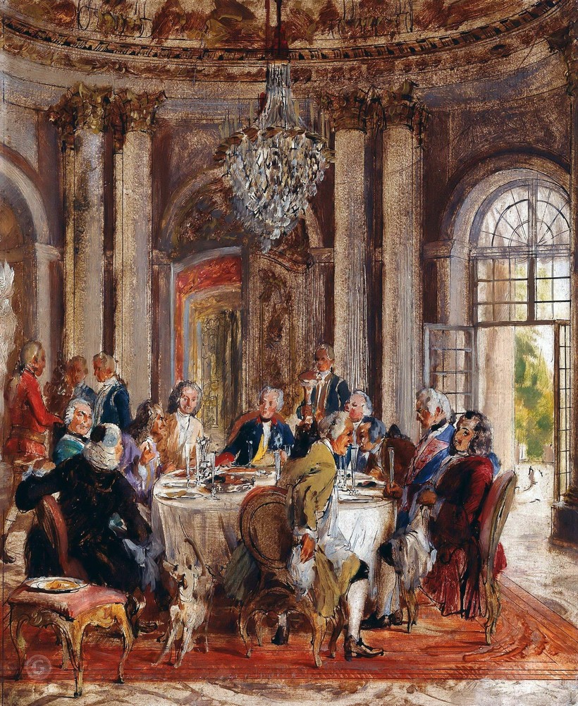 «Званый обед Фридриха Великого в Сан-Суси», 1848 г. Адольф фон Менцель «Званый обед Фридриха Великого в Сан-Суси», 1848 г. Адольф фон Менцель