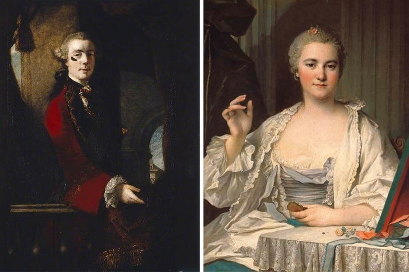 Слева: «Портрет Чарльза, 9-го лорда Кэткарта», 1753-1755 годы. Джошуа Рейнольдс. Справа: «Дама в своем туалете», XVIII век. Луи Токке Слева: «Портрет Чарльза, 9-го лорда Кэткарта», 1753-1755 годы. Джошуа Рейнольдс. Справа: «Дама в своем туалете», XVIII век. Луи Токке