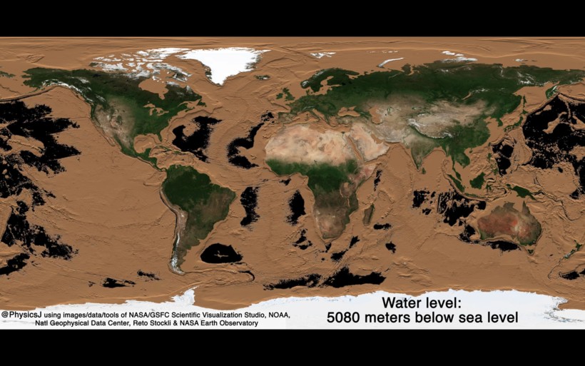 Линия воды ниже уровня моря на 5080 метров Линия воды ниже уровня моря на 5080 метров