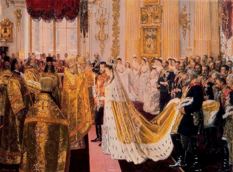 «Бракосочетание Николая II и великой княгини Александры Фёдоровны», 1895 г. Лауритс Регнер Туксен «Бракосочетание Николая II и великой княгини Александры Фёдоровны», 1895 г. Лауритс Регнер Туксен