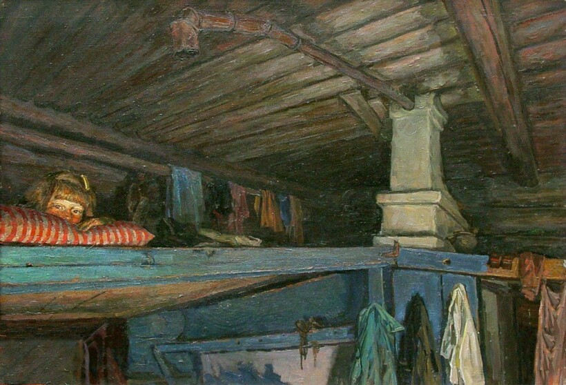 «На полатях», 1989 год. Григорий Чайников  «На полатях», 1989 год. Григорий Чайников