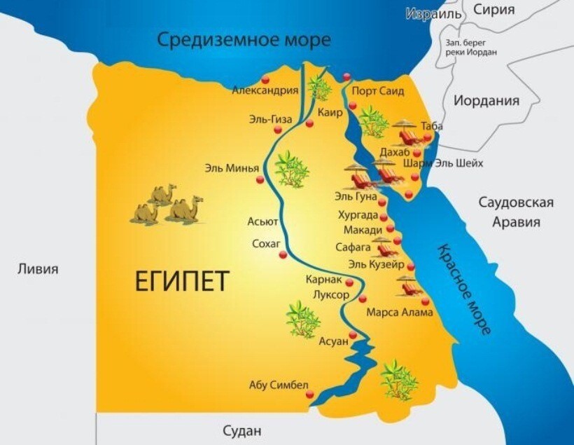 Карта границ Египта