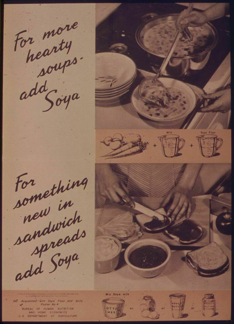 Американская реклама продуктов из сои времен Второй мировой войны
