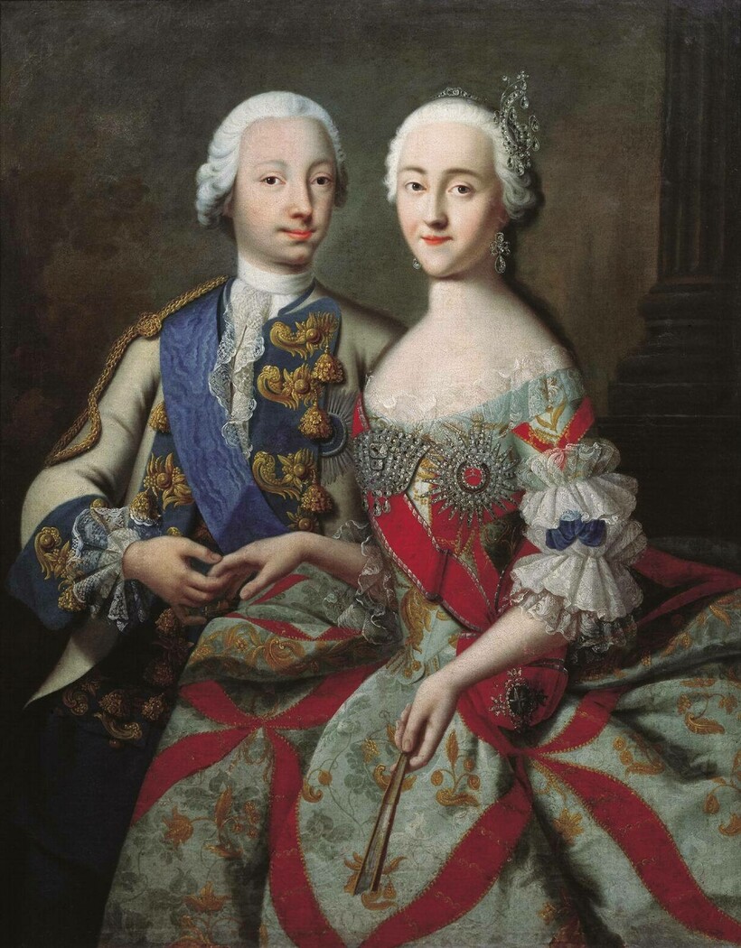«Цесаревич Петр Федорович и великая княгиня Екатерина Алексеевна», 1740-е. Г. К. Гроот «Цесаревич Петр Федорович и великая княгиня Екатерина Алексеевна», 1740-е. Г. К. Гроот