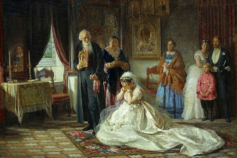 «Перед венцом», 1874 год. Фирс Журавлев «Перед венцом», 1874 год. Фирс Журавлев