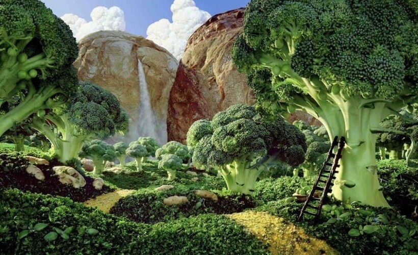 Блог - Лососевые реки и капустные моря: 15 реалистичных пейзажей, созданных из еды Лососевые реки и капустные моря: 15 реалистичных пейзажей, созданных из еды