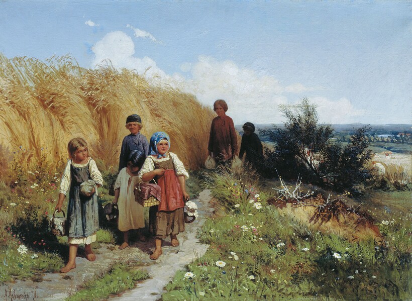 «Жнитво» («Дети, несущие в поле обед жницам»), 1878 год. Алексей Кившенко
